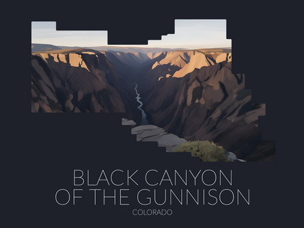 Black Canyon of the Gunnison National Park silhouette artwork illustration