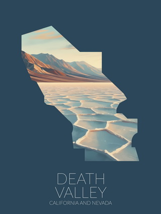 Death Valley National Park silhouette artwork illustration
