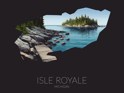Isle Royale National Park silhouette artwork illustration