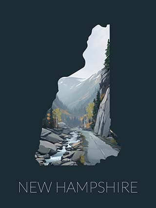 New Hampshire state silhouette artwork illustration