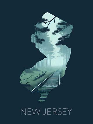 New Jersey state silhouette artwork illustration