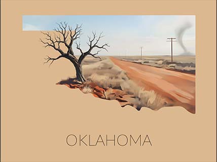 Oklahoma state silhouette artwork illustration