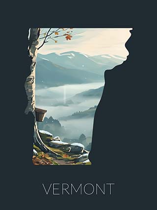 Vermont state silhouette artwork illustration