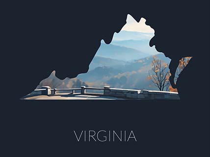 Virginia state silhouette artwork illustration